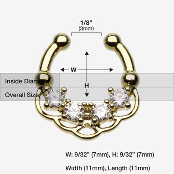 Golden Lua Sparkle Fake Septum Clip-On Ring-Clear
